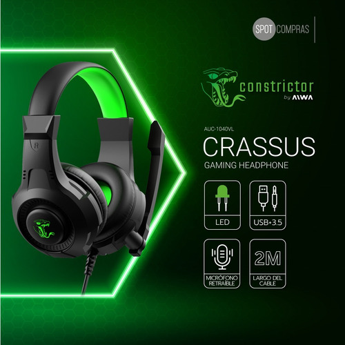 Auricular Gamer Aiwa Constrictor Led Con Mic Auc-1040vl