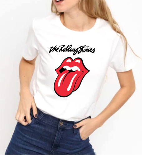 Remera Mujer Blanca The Rolling Stones Todos Los Modelos !!!