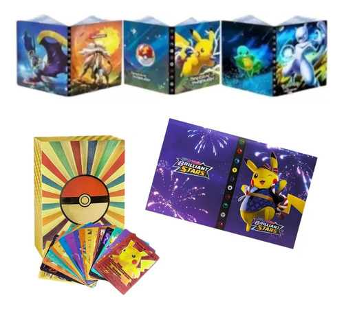 Álbum Pokémon Para 240 Cartas + Mazo 55 Cartas De Colores