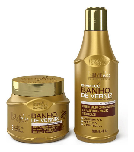 Kit Especial Banho de Verniz Forever Liss com Shampoo 300ml Máscara 250g