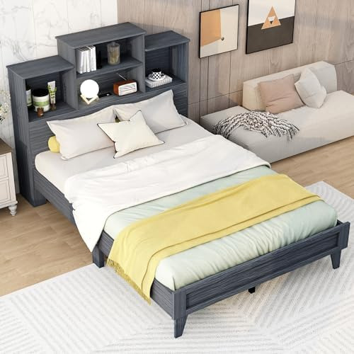 Base De Cama De Plataforma De Tamaño Matrimonial Con Cabecer