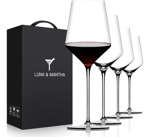 Juego De 4 Copas De Vino Tinto, Copas De Vino De Cristal Pre
