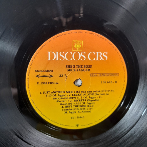 Imagem 5 de 8 de Vinil Lp Mick Jagguer She's The Boss Com Encarte