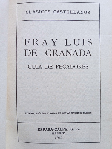 Guía De Pecadores, Fray Luis De Granada (Usado)