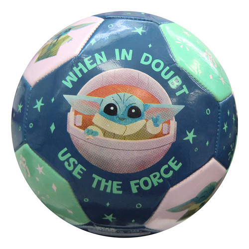 Pelota Infantil Fútbol Cuero Nº3 Baby Yoda Color Verde Claro