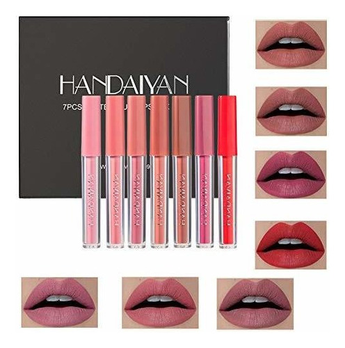 Lápices Labiales - 7 Color Set Matte Vlevet Lip Gloss Ma