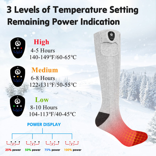 Calcetines Térmicos Savior Modelo Eléctrico Para Hombre Y Mu Gris Diseño De La Tela Talle