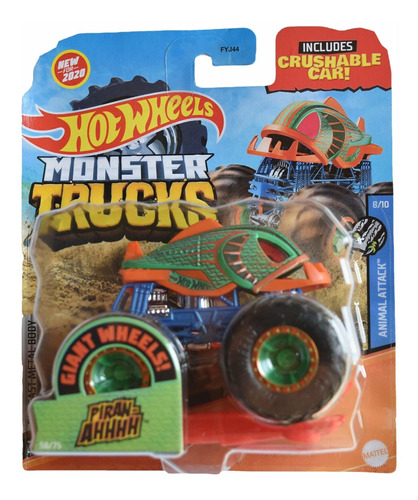 Hot Wheels Monster Trucks 1:64 Escala Piran Ahhhh, Coche Tri