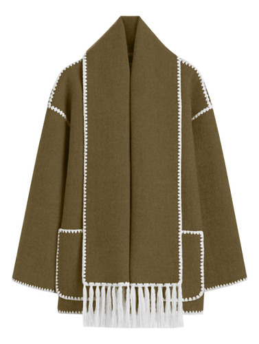 Jaqueta Feminina De Lã De Inverno Espessada E Folgada Tassel