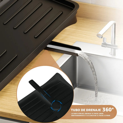 Escurridor De Platos Inoxidable Ajustable Plegable 2 Niveles Negro