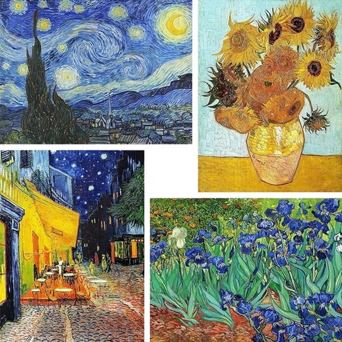 Pack X4 Kits De Pintura Niños O Adultos Obras Van Gogh 40x30