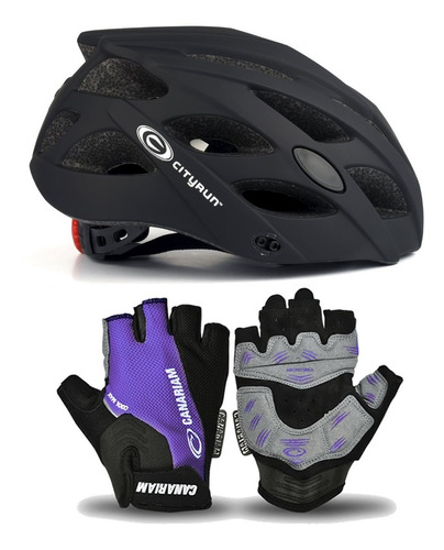 Guantes Mas Casco Para Ciclismo Morado