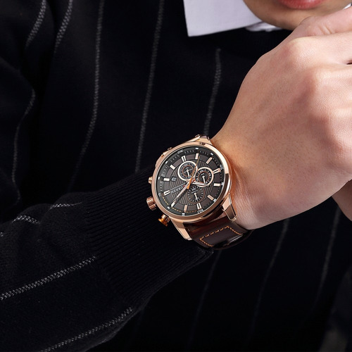 Relogio De Pulso Masculino Esportivo Pulseira De Couro Moda