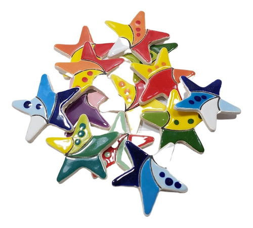 Figuras Forma De Estrellas De Ceramica X 5 Unidades Mosaico