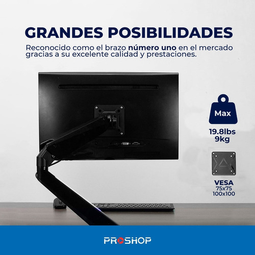 Imagen 8 de 10 de Soporte Brazo Hidraulico Monitor 13 A 29 Escritorio Led Tv