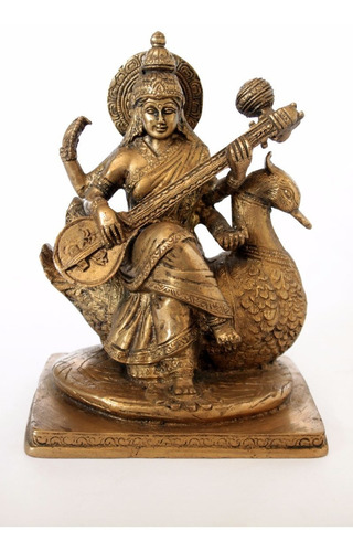 Escultura Bronce Diosa De La Sabiduría Hindu