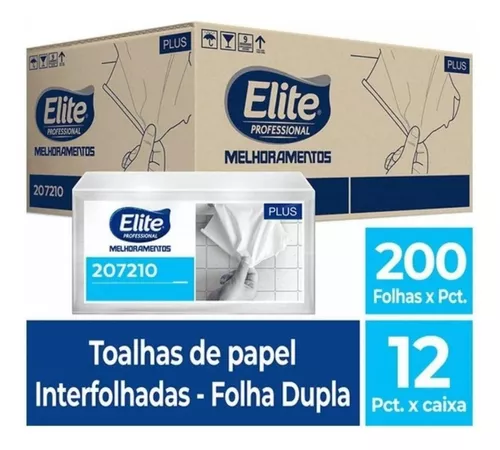 Papel toalha dupla 200 folhas Elite Professional Melhoramentos caixa 12  unidades | MercadoLivre
