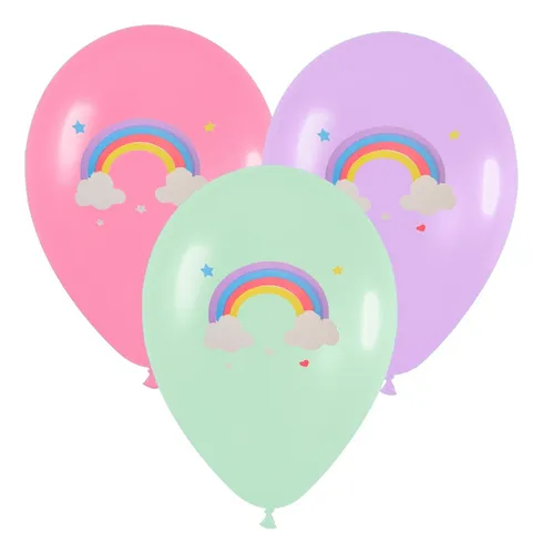 Globos Látex Dali Arcoiris Burbuja Pastel 30cm Arcoíris - 1 PACK DE 25 UNIDADES
