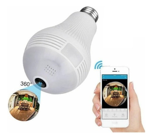 Lámpara Espía Cámara Ip 360° Hd Wifi Icsee
