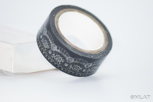 Washi Tape Individual Modelo Encaje Blanco Y Negro