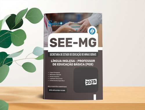 Apostila Completa Língua Inglesa - Professor De Educação Básica - Peb - Secretaria De Estado De Educação De Minas Gerais - See Mg 2025 - Editora Solução