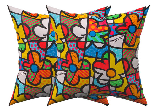 Kit 2 Capas Almofada Acqua Linea Impermeável Romero Britto Cor Estampado