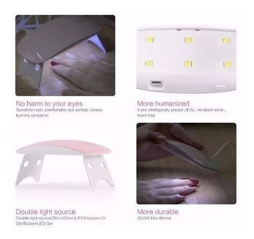 Lampara Led Uv Portátil Secadora Gel Manicure Uñas Perfectas