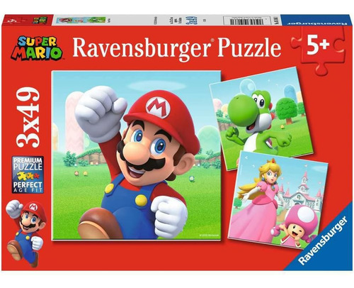 Ravensburger - Super Mario Jigsaw Puzzle, Colección 3 X 49, 