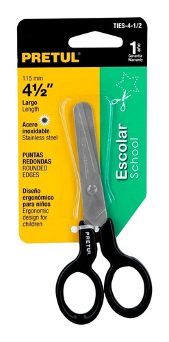 Tijera 11 Cm Acero Inoxidable Escolar Ties-4-1/2 Pretul