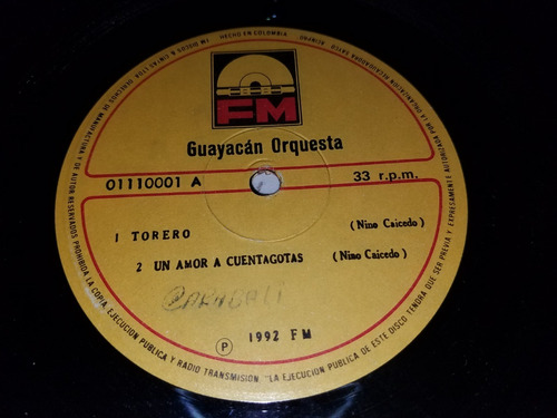 Lp Single Orquesta Guayacan Torero Salsa