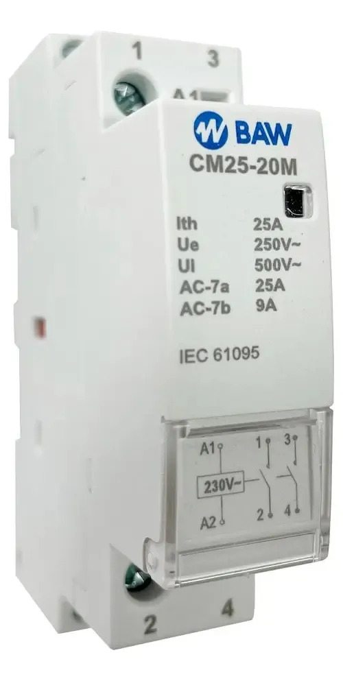 Contactor Baw Din Monofasico 25 Amper Bobina