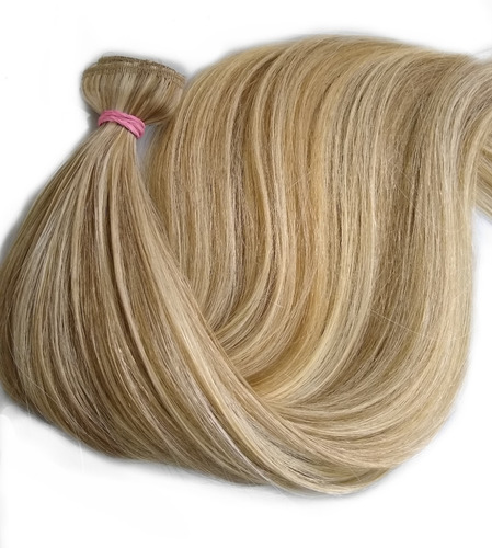 Cabelo Humano Mechado Loiro Tela Tic Tac 75cm 100g Mega Hair