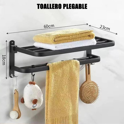 Toallero Soporte De Toallas Estante Para Baño De Pared 60cm