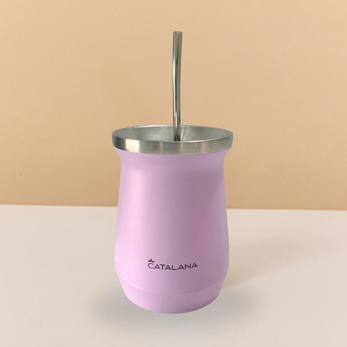 Kit Termo 1l + Mate 236ml Doble Acero Inox Frio Calor 20hs Lila