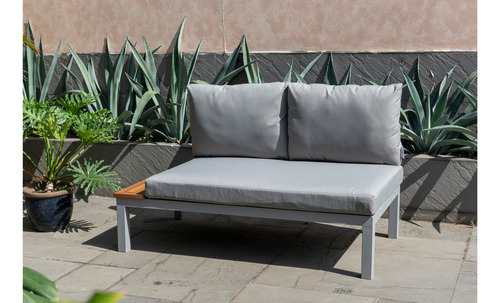Sala Exterior De Jardin Modular Barcelona Aluminio Y Madera Estructura Gris