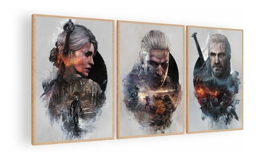 Cuadro Decorativo Mural Triptico The Witcher 126x60 Mdf