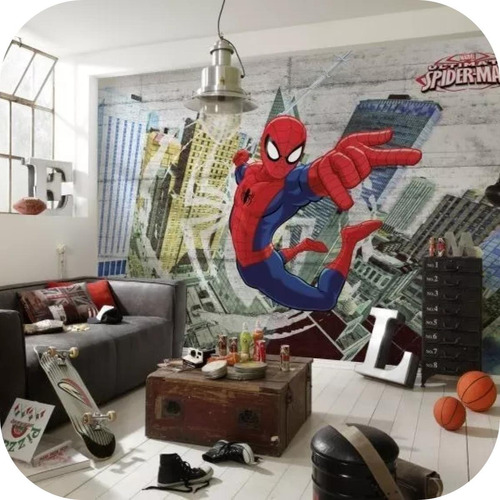 Papel Fotomural Spiderman Hombre Araña Infantil 3,68 X 2,54m