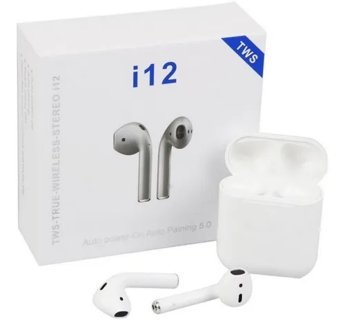 Auriculares Bluetooth I12 Touch Tws 5.0 versión inalámbrica color blanco luz LED