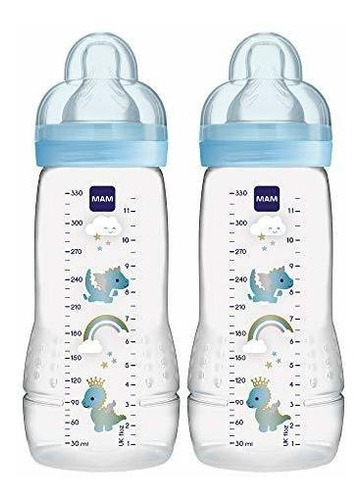 Mam Easy Active Botella De 11 Oz(2 Unidades) De Flujo Rápido