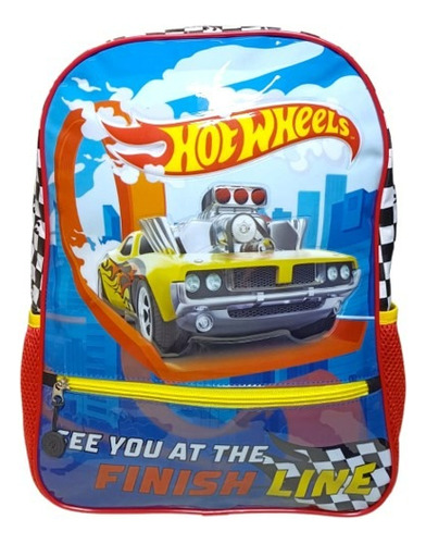 Mochila Hot Wheels Primaria Backpack Ds265 Color Azul Diseño De La Tela Liso