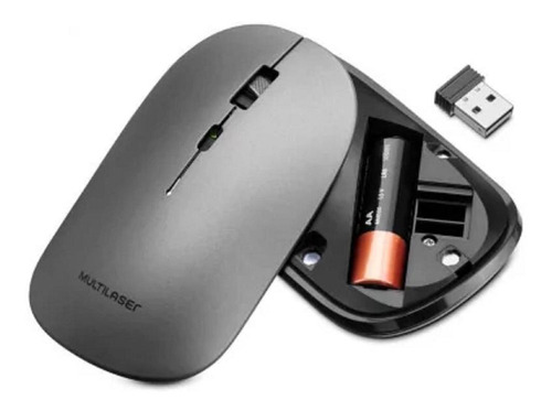 Mouse Sem Fio Grafite Bluetooth Multilaser 2.4 Ghz 1600 Dpi Mo331