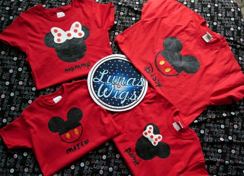 Set 4 Blusas Playeras Familia Disney Cumpleaños Regalo Party