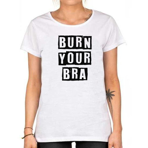 Remera De Mujer Burn Your Bra Feminismo Rebel Girl Frases Fa