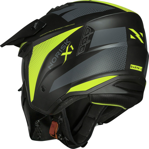 Capacete Norisk Darth Dark Darf Articulado Aberto Fechado