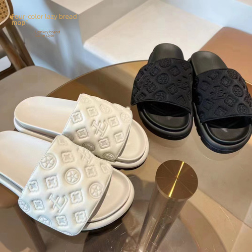 2024 Pantufas Femininas De Salto Grosso Com Plataforma, Fita