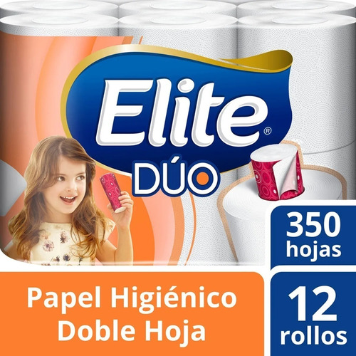 Papel Higiénico Elite Dúo Doble Hoja 12 Rollos