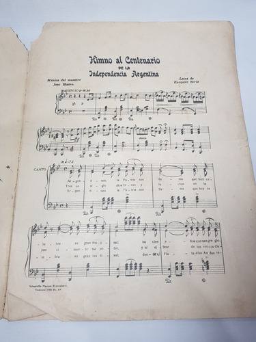 Imagen 5 de 9 de Partitura Centenario 1810 / 1910 Cromolitografia Mag 57541