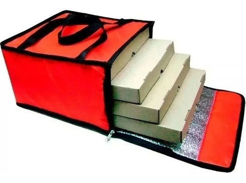 Bolso Termico Delivery Pizzas 4 Cajas X5unidades M Coyote
