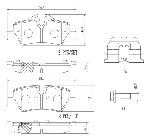 Brembo Balatas Mini Cooper Chili 2014-2021 Trasero