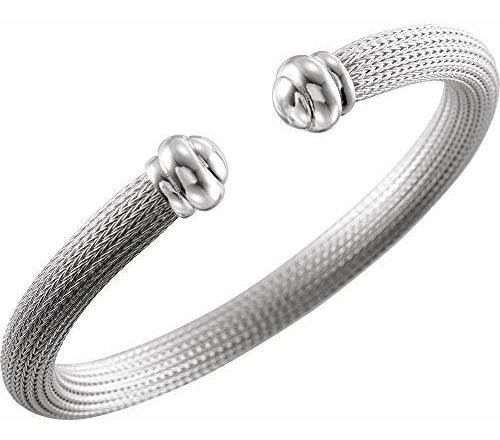 Ra De Puño - Sterling Silver Mesh Cuff Bracelet, 7.5 